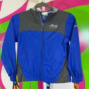 Columbia Windbreaker, Alaska Airlines Embroidered. Size Small (8). New Condition